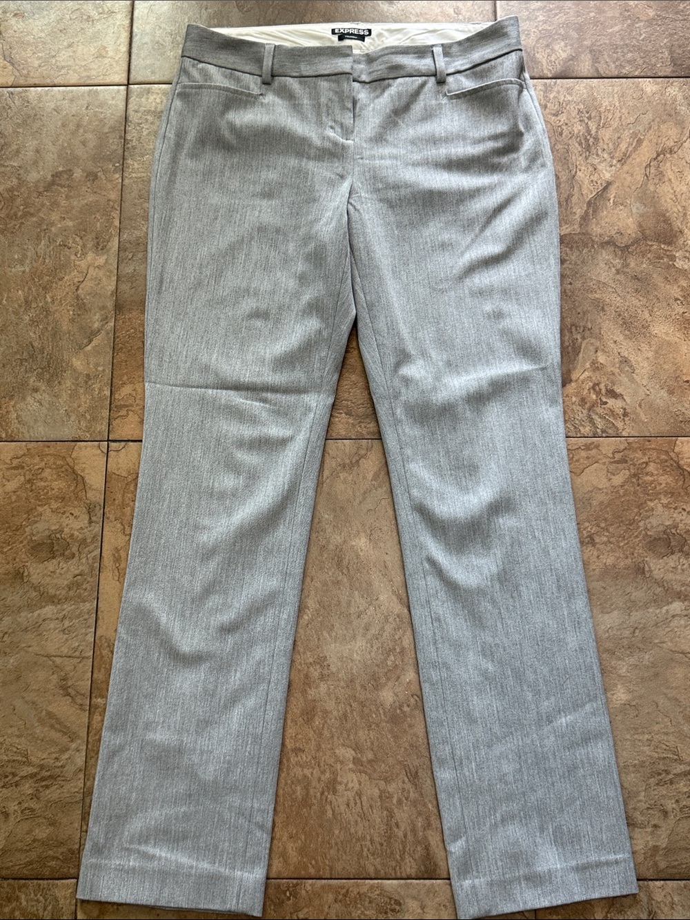 Express Columnist Light Gray Straight-Leg Dress Pants
